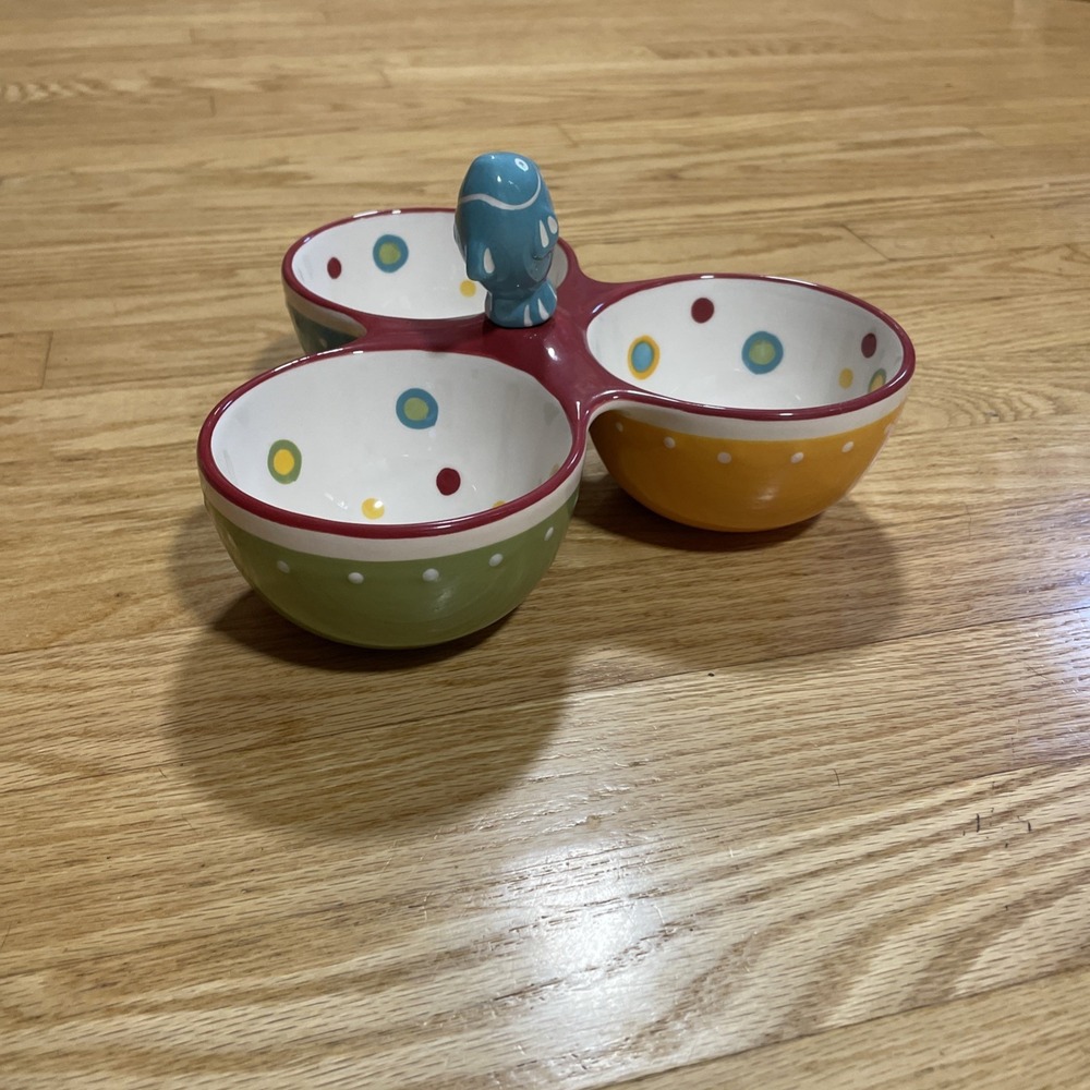 Celebrating Home Summer Dip Cheese Spreader & Polka Dot Serving Bowls W/Rack